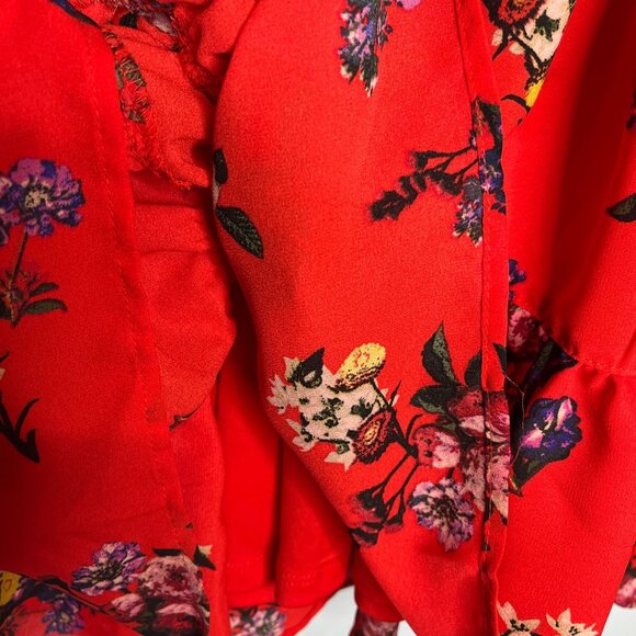 Gianni Bini Dress Womens Small Mini Floral Boho Cottage Red Casual Work GB Flare - Picture 8 of 12